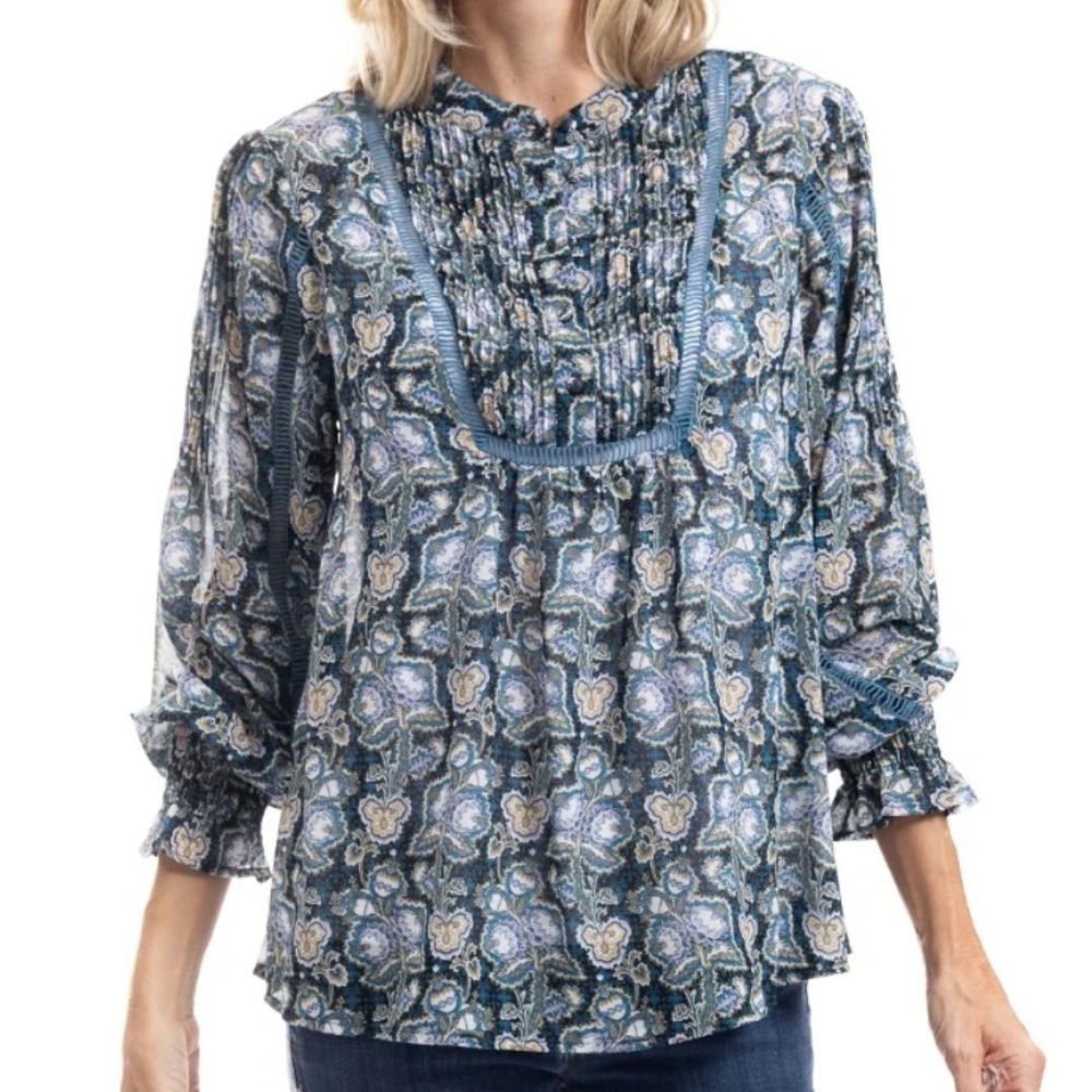 Linda Anderson Floral Chiffon Blouse